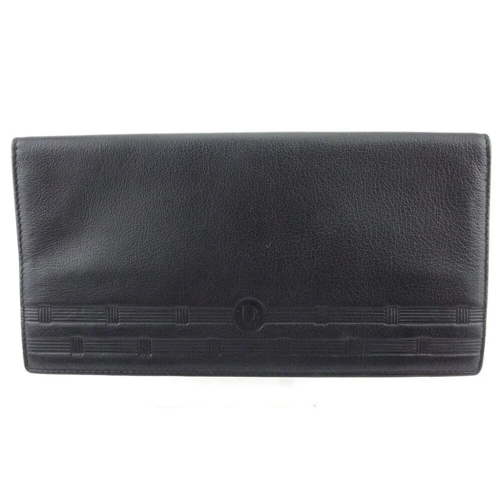 Dior Long Wallet logo leather Auth used E1624